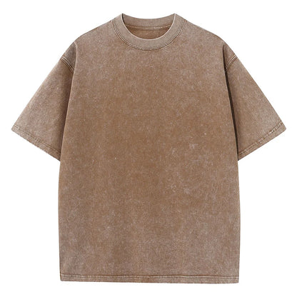 Women Cotton Washed Solid T-Shirt Summer Casual Short Sleeve O-Neck Distressed Tops Fashion Street Oversize Tees Female Clothing